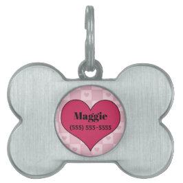 Rosa Heart Bone Shaped Pet Namnbricka Husdjur