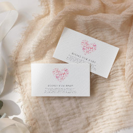 Rosa Heart Bow Anpassningsbar Baby Shower bokar fö Tilläggskort