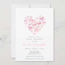 Rosa Heart Bow Anpassningsbar Baby Shower