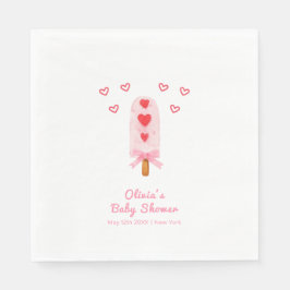 Rosa Heart Bow Ice Cream Redo till Pop Baby Shower Pappersservett