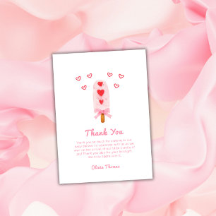 Rosa Heart Bow Ice Cream Redo till Pop Baby Shower Tack Kort