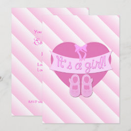 Rosa Heart Bow Shower Baby Shower Inbjudan