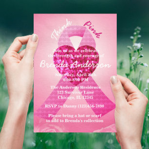 Rosa Heart - Bröstbenet Bröstcancer Medvetenhet Pa Inbjudningar