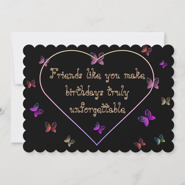Rosa Heart Butterflies Birthday tacket du card (Baksida)