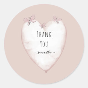 Rosa Heart & Butterfly Baby Shower Tack Runt Klistermärke