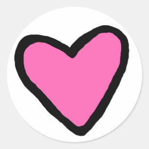 Rosa Heart Circle Stickers Runt Klistermärke
