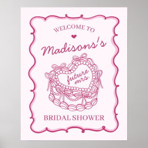 Rosa Heart Coquette Cake Möhippa Välkommen Poster