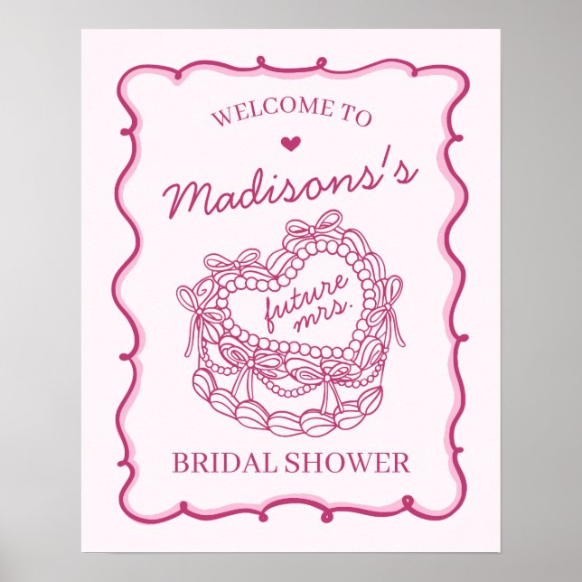 Rosa Heart Coquette Cake Möhippa Välkommen Poster (Framsidan)