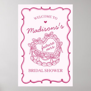 Rosa Heart Coquette Cake Möhippa Välkommen Poster