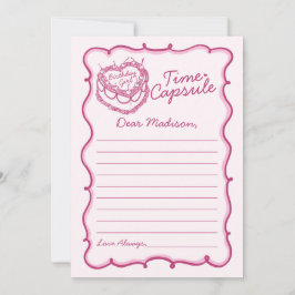 Rosa Heart Coquette Cherry Cake Time Capsule Inbjudningar