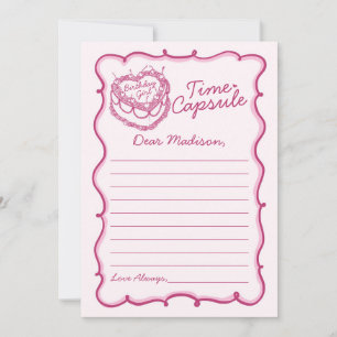 Rosa Heart Coquette Cherry Cake Time Capsule Inbjudningar