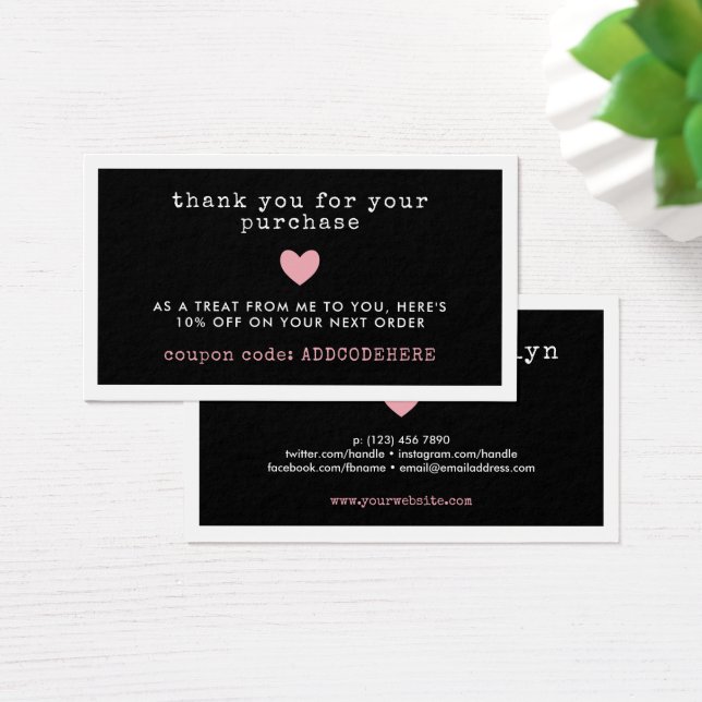 Rosa Heart Coupon Code Small Business Visitkort (Skivbord)