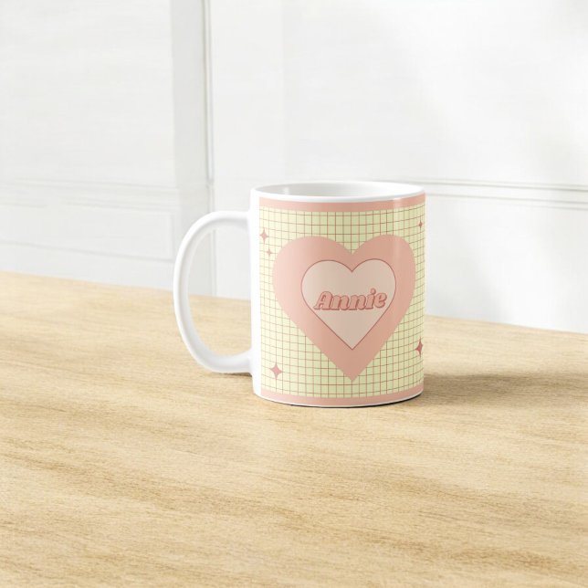 Rosa Heart Cream har kollat några hjärtans dag Kaffemugg (Skapare uppladdad)