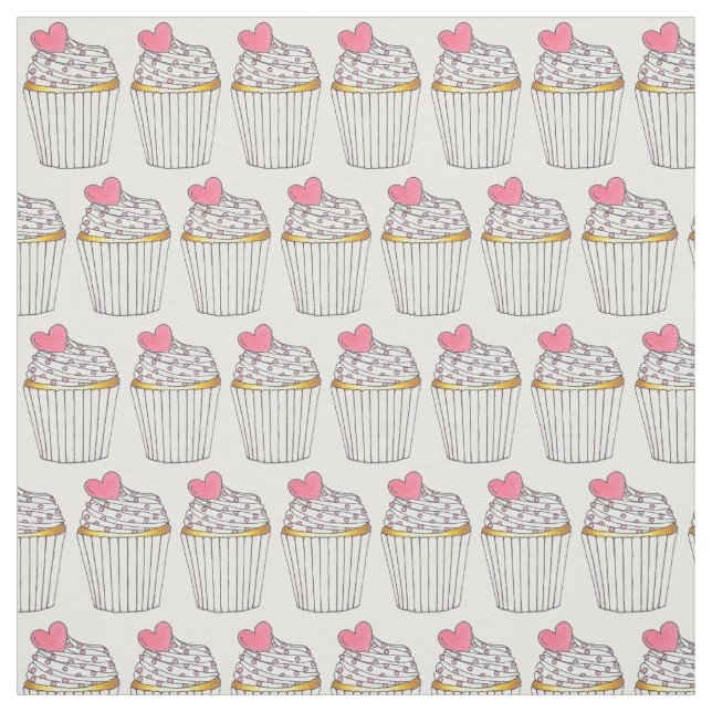 Rosa Heart Cuptårta Sprinkles Cake Bake Sale Kärle Tyg (Provkarta)