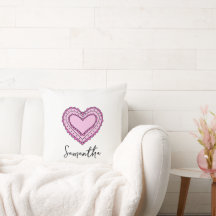 Rosa Heart Cushion, Anpassat namn Cushion, Soffa