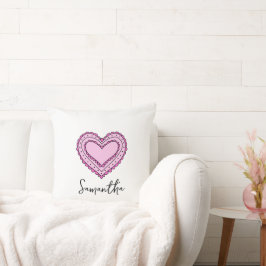 Rosa Heart Cushion, Anpassat namn Cushion, Soffa Kudde