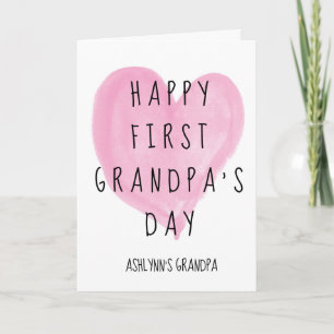 Rosa Heart Cute First Grandpa's Day Card Kort