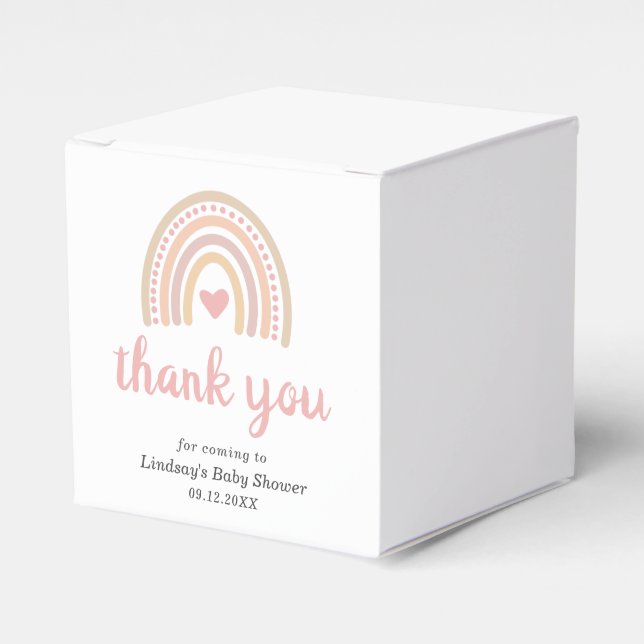 Rosa Heart Cute Girl Boho Rainbow Baby Shower Presentaskar (Framsidan Sidan)