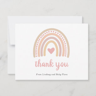 Rosa Heart Cute Girl Boho Rainbow Baby Shower Tack Kort