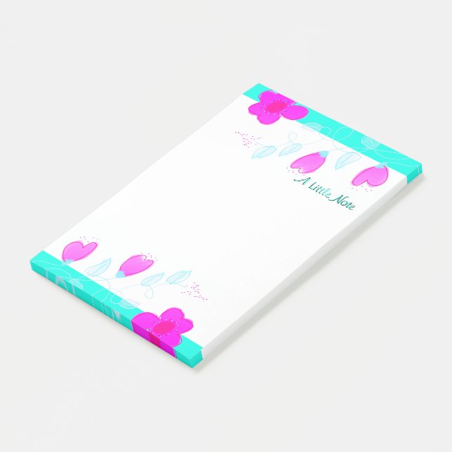 Rosa Heart-dekoranteckning Post-it Block (Vinklad)