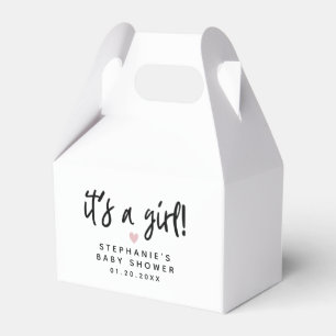 Rosa Heart Det är en flicka Baby Shower Presentaskar