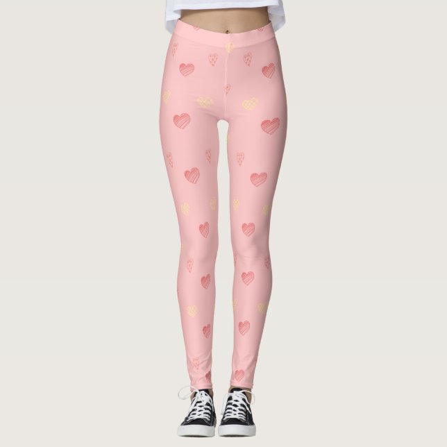 Rosa Heart Doodle Leggings (Framsida)