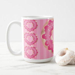 Rosa Heart Doughnut Kaffemugg