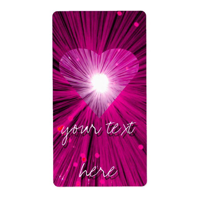 Rosa Heart etikett "Din text" Fraktsedel (Framsidan)
