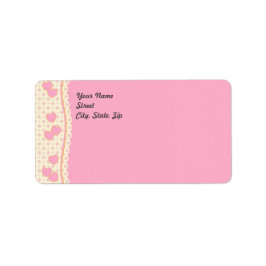 Rosa Heart Eyelet Background Adress Sticker Adressetikett