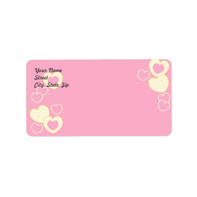 Rosa Heart Eyelet Background Adress Sticker Adressetikett (Framsidan)