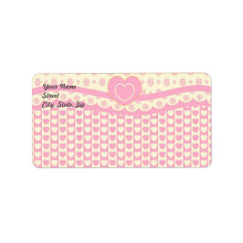 Rosa Heart Eyelet Background Adress Sticker Adressetikett