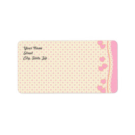 Rosa Heart Eyelet Background Adress Sticker Adressetikett