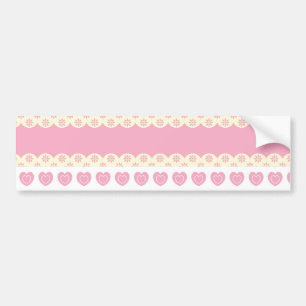 Rosa Heart Eyelet Background Bumper Sticker Bildekal