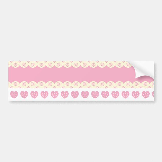 Rosa Heart Eyelet Background Bumper Sticker Bildekal (Framsidan)
