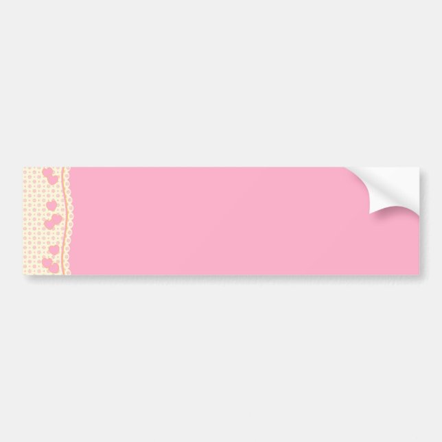 Rosa Heart Eyelet Background Bumper Sticker Bildekal (Framsidan)