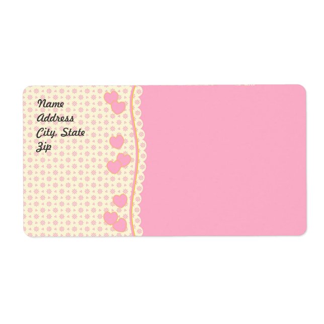 Rosa Heart Eyelet Background Shipping Label Fraktsedel (Framsidan)