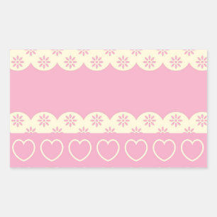 Rosa Heart Eyelet Rectangle Sticker Rektangulärt Klistermärke