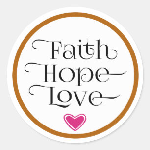 Rosa Heart Faith Hope Kärlek Sticker Runt Klistermärke