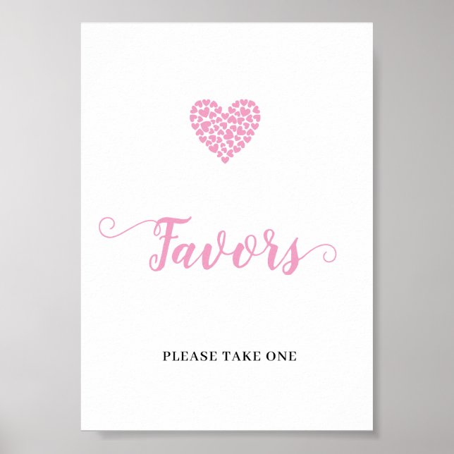 Rosa Heart Flicka Favoriter babyskylt för  Poster (Framsidan)