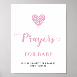 Rosa Heart Flicka Prayers for Baby Shower Sign Poster