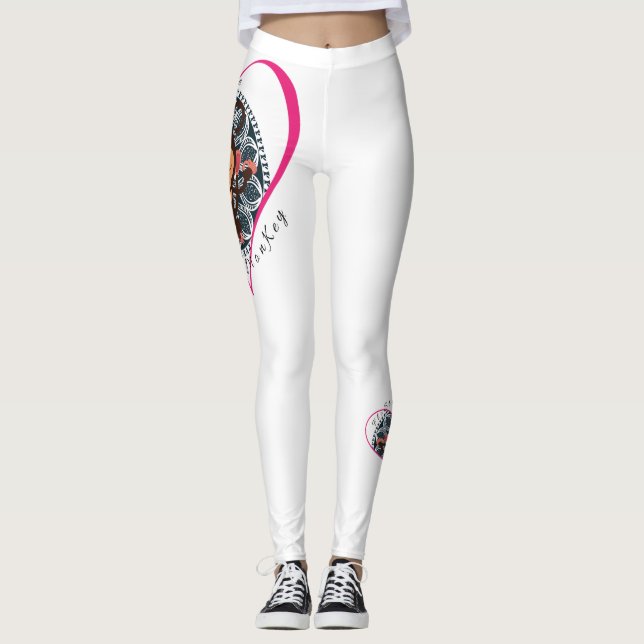 Rosa Heart FloState Meditating Monkey Leggings (Framsida)