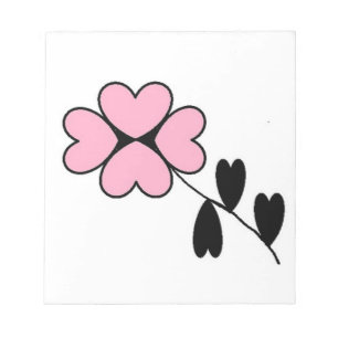 ROSA HEART FLOWER ANTECKNINGSBLOCK