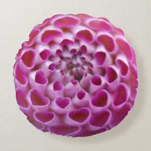 Rosa Heart Flower Dahlia Bloom Blommönster Rund Kudde