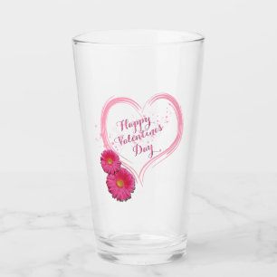Rosa Heart Flowers Alla hjärtans dag Glaskopp