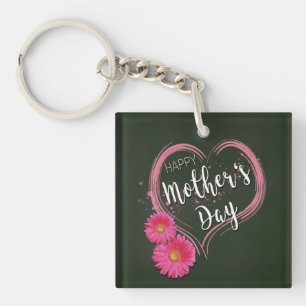 Rosa Heart Flowers Mors dag - akryl Keychain