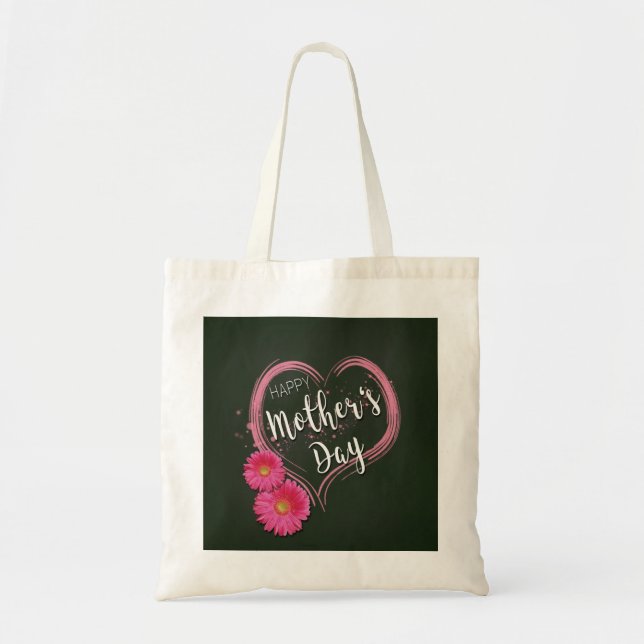 Rosa Heart Flowers Mors dag - Budget Tote Tygkasse (Framsidan)