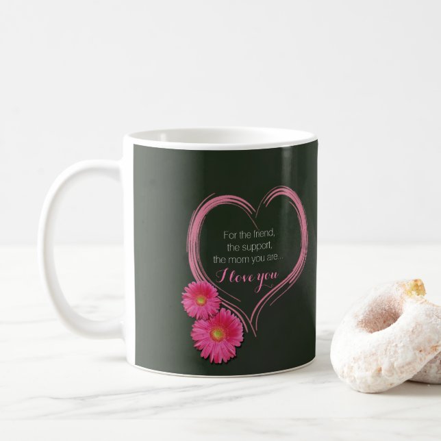 Rosa Heart Flowers Mors dag-Mugg Kaffemugg (Med munk)