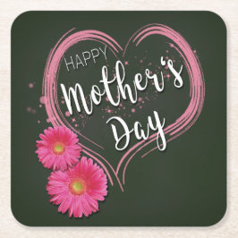 Rosa Heart Flowers Mors dag - Papper Underlägg