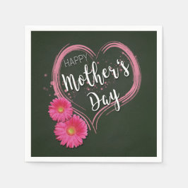 Rosa Heart Flowers Mors dag - Pappersservett