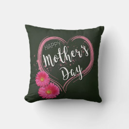 Rosa Heart Flowers Mors dag - Square Pillow Kudde